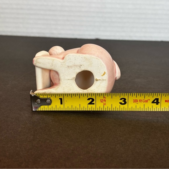 Anthropomorphic Pink Pig Figurine Ceramic Porcelain Sign No More Pigging Out Vtg - Picture 8 of 9